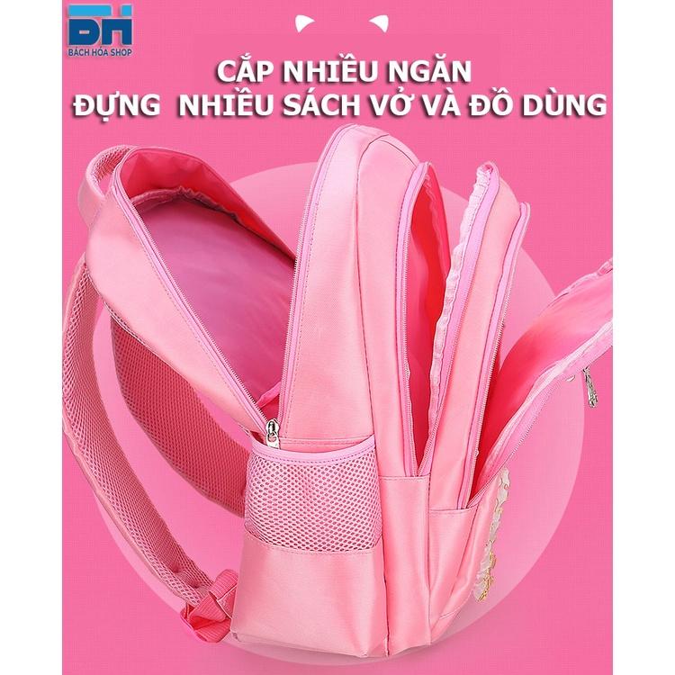 Balo đi học cho bé gái Mẫu giáo, Cấp 1- Mầm non, tiểu học (từ 3 đến 12 tuổi)- Hình mèo con dễ thương