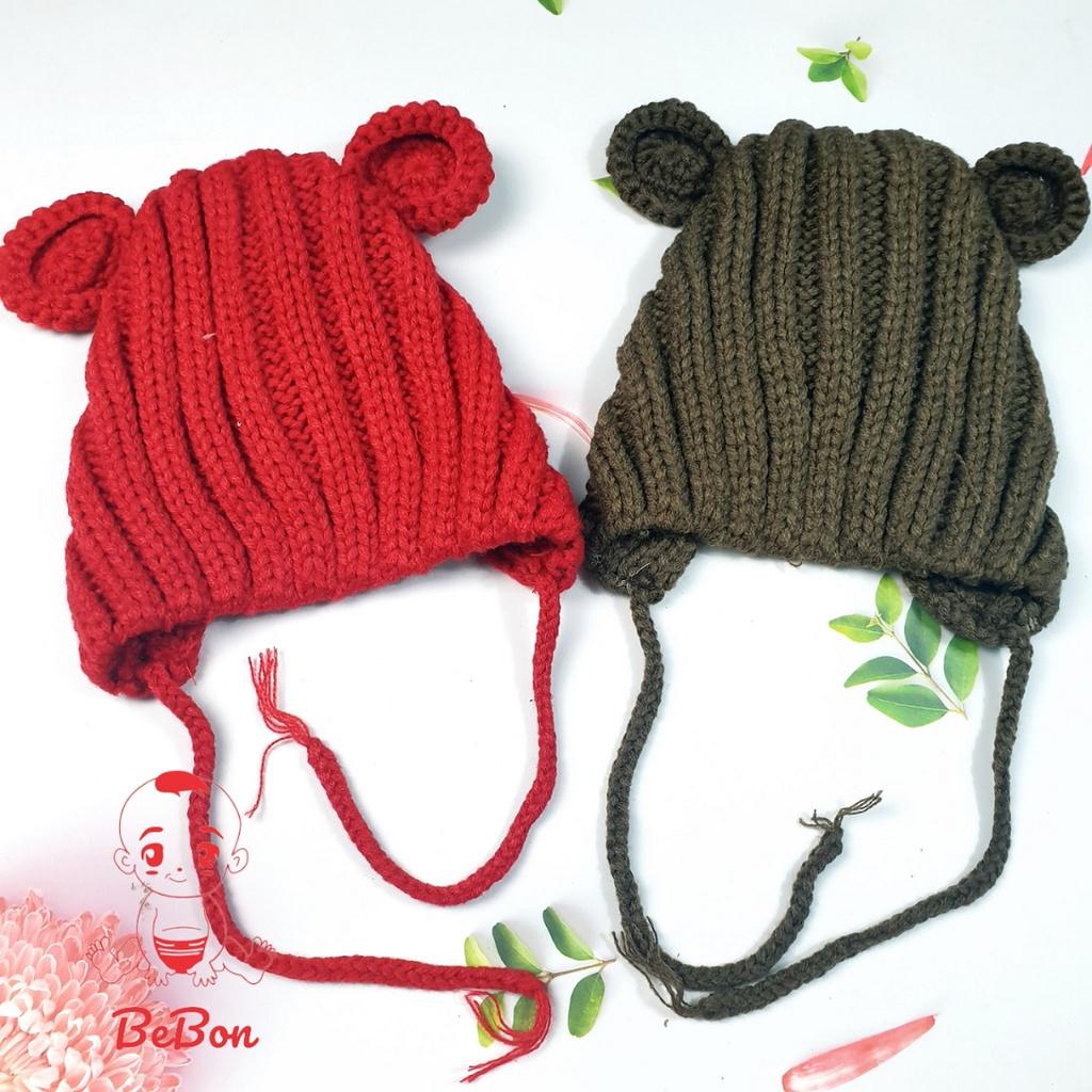 Mũ len tai gấu cho bé