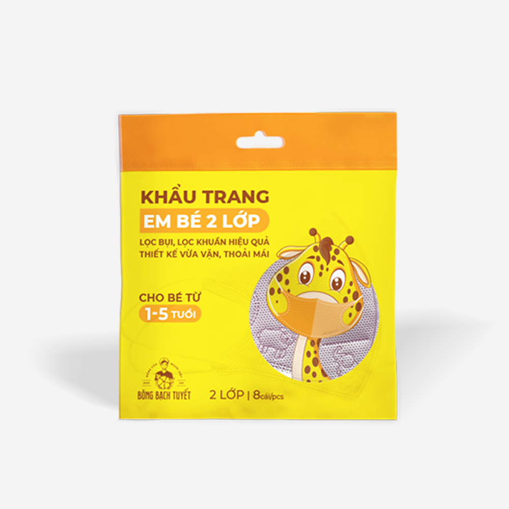 Hình ảnh Combo 3 gói khẩu trang Bông Bạch Tuyết cho trẻ 1 - 5 tuổi (8 cái/gói) (màu hồng)