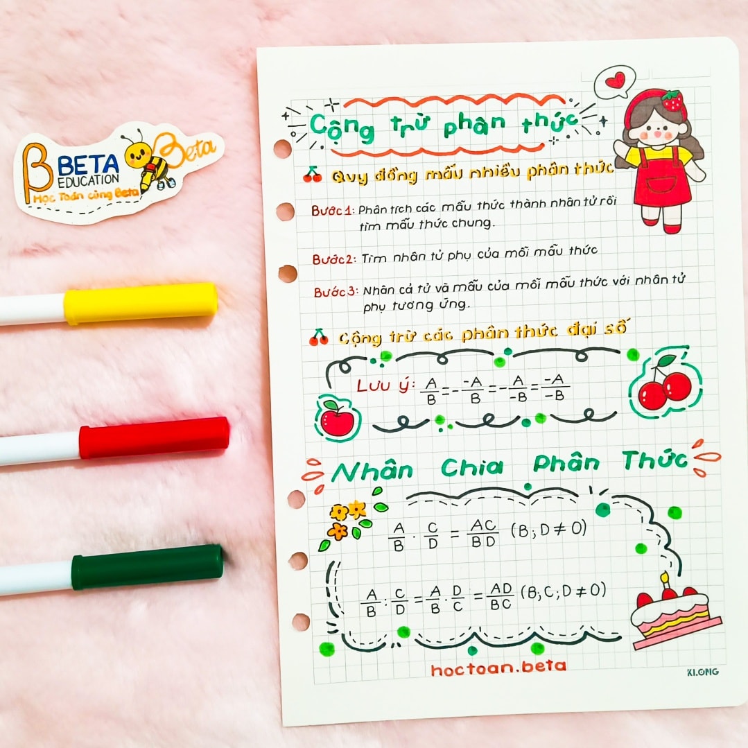 Sách- Sổ Takenotes tổng hợp kiến thức Toán 8 trang trí sticker ghi sẵn công thức và bài giải mẫu