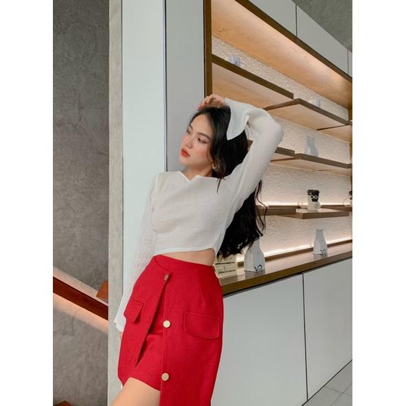 Chân váy chữ A đỏ nút sắt Enrose Skirt