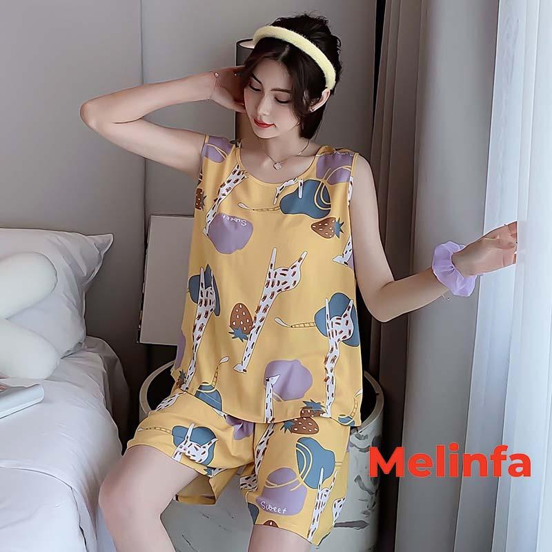 Bộ đồ ngủ ba lỗ mặc nhà nữ áo vải Cotton lụa tự nhiên mềm mại thoáng mát mặc mùa hè mã VABD0318