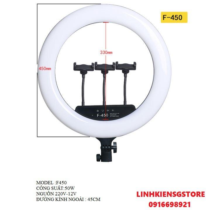 Đèn live stream 45cm 3 kẹp điện thoại KHÔNG CHÂN LiveStream, makeup, phun săm