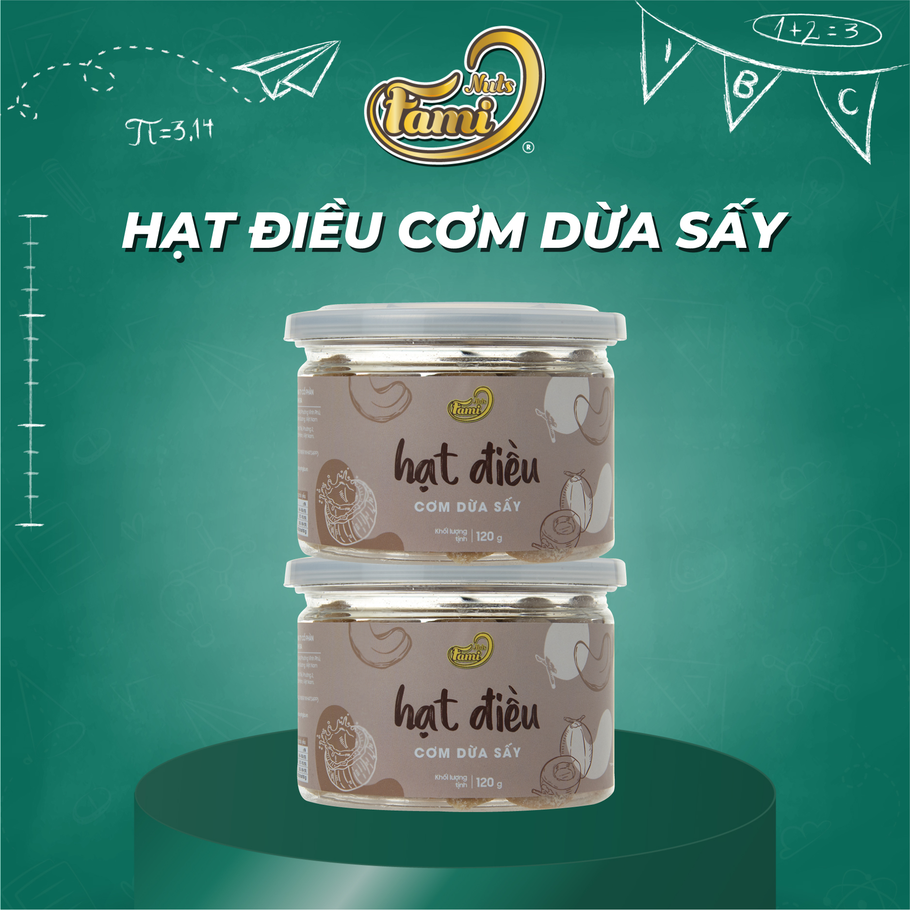 Hạt Điều Tẩm Vị Cơm Dừa Sấy, Hạt Điều Cơm Dừa Sấy, Hạt Điều Rang Sấy Vị Cơm Dừa, Hạt Điều Acồ Size A++, Hạt Điều Xuất Khẩu - Hũ Nắp Nhôm 120g - Thương Hiệu FAMINUTS