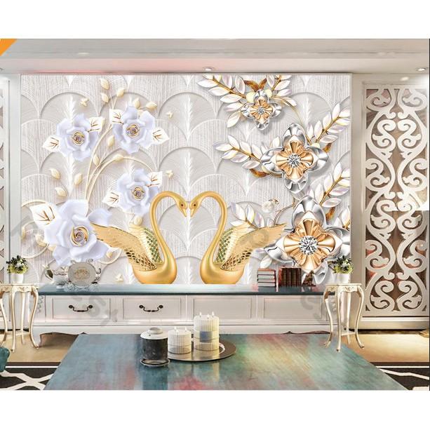 Tranh dán tường Tranh trang sức hoa pha lê sang trọng, tranh dán tường 3d hiện đại MS1168192