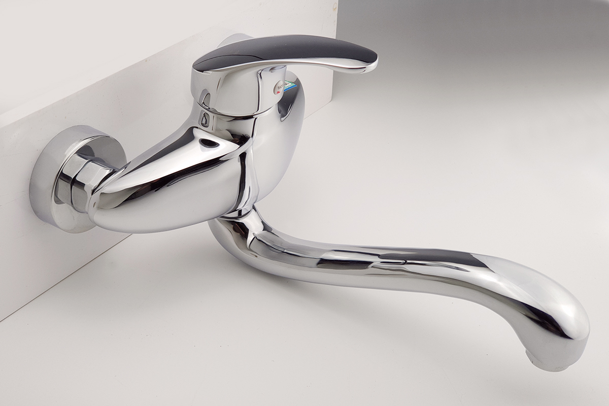 Tên sVòi rửa chén âm tường nóng lạnh Đồng mạ Chrome Eurolife EL-T015AT (Trắng bạc)