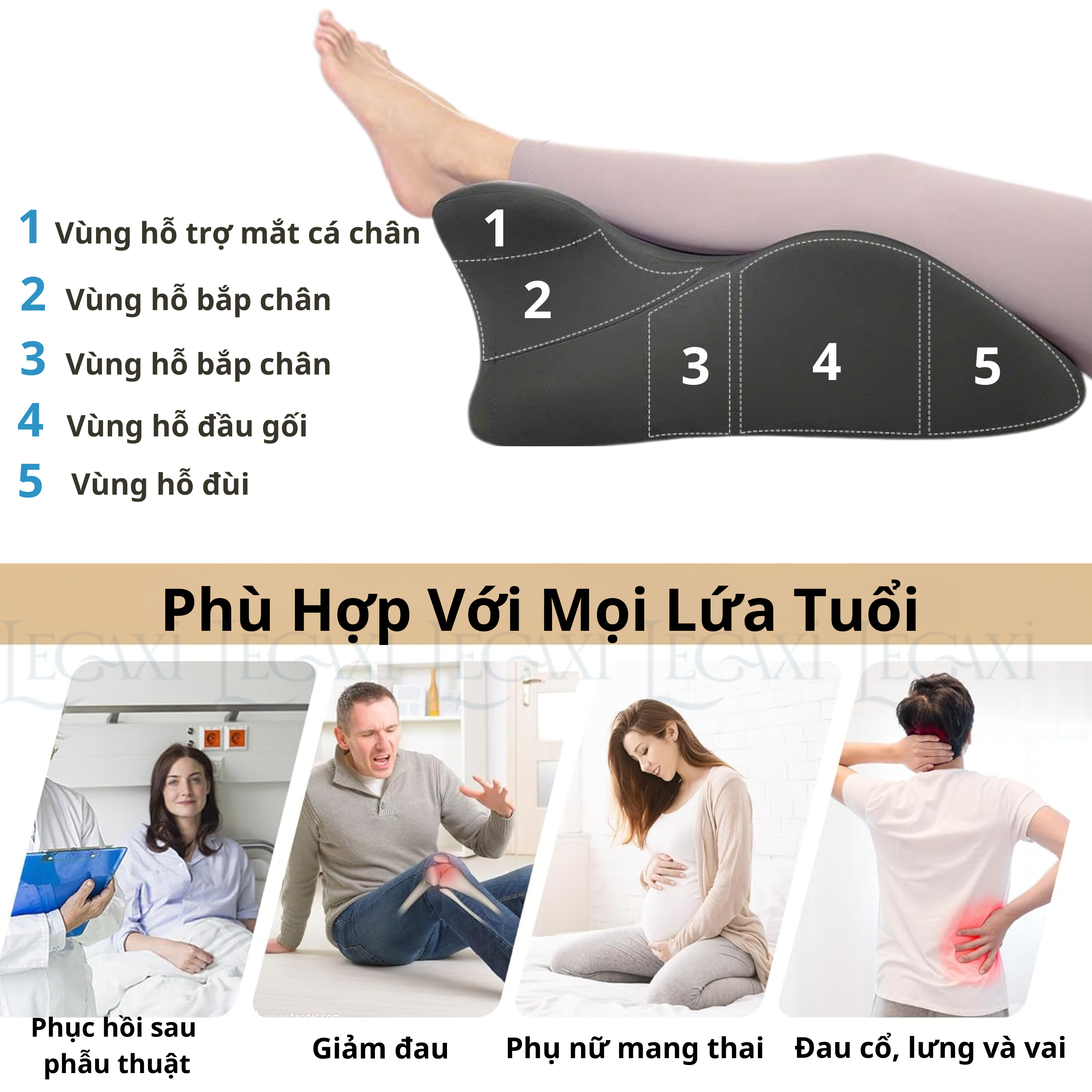 Gối Ngủ Nằm Sấp- Đệm Kê Lưng Và Gác Chân Chống Suy Giãn Tĩnh Mạch, Đau Cổ vai Gáy