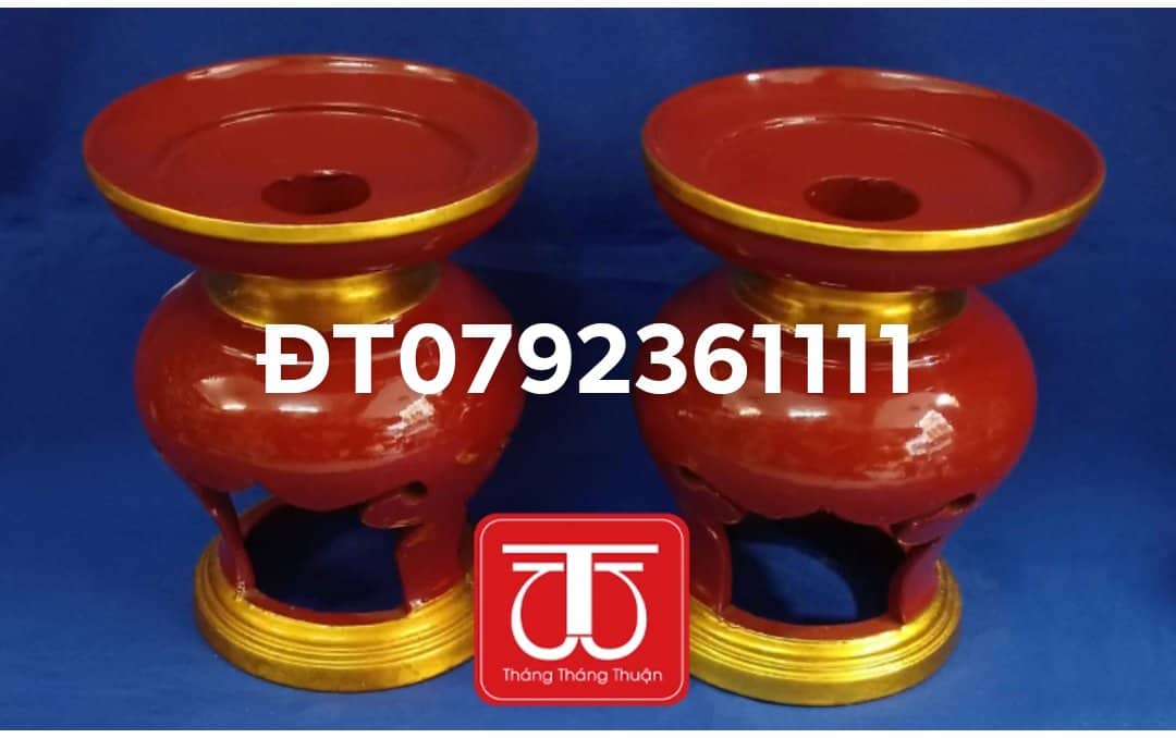 ĐÔI ĐẾ SƠN SON THẾP VÀNG CAO 15CM