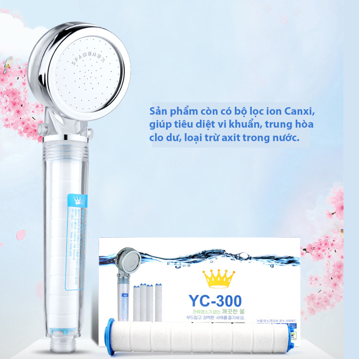 Vòi sen YC-300 tăng áp lõi lọc nước khử khuẩn Hàn Quốc - Tặng thêm 1 lõi lọc GD00006