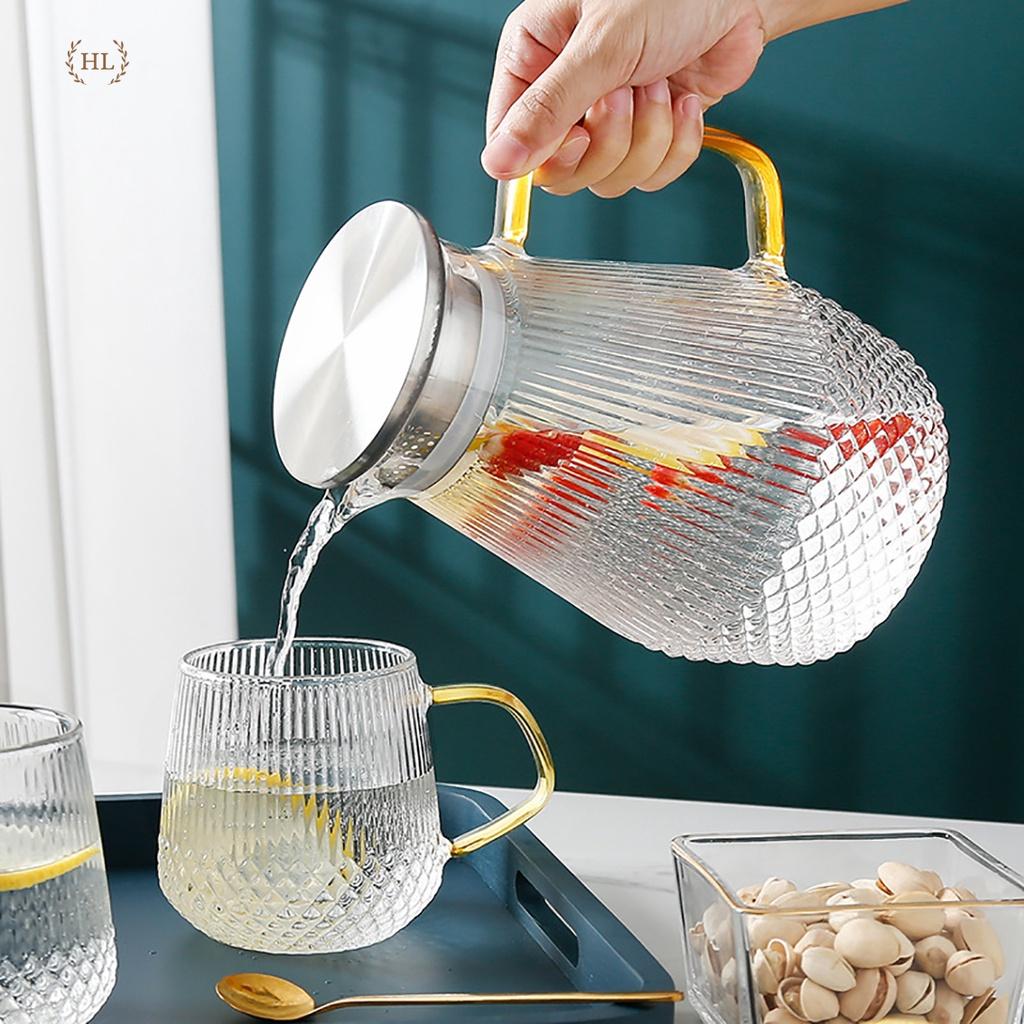 BỘ BÌNH CỐC BOROSILICATE SIÊU NHẸ - CHỊU NHIỆT - CƯỜNG LỰC | Bình cốc thuỷ tinh phong cách NORDIC vân kim cương (Mix Lẻ)