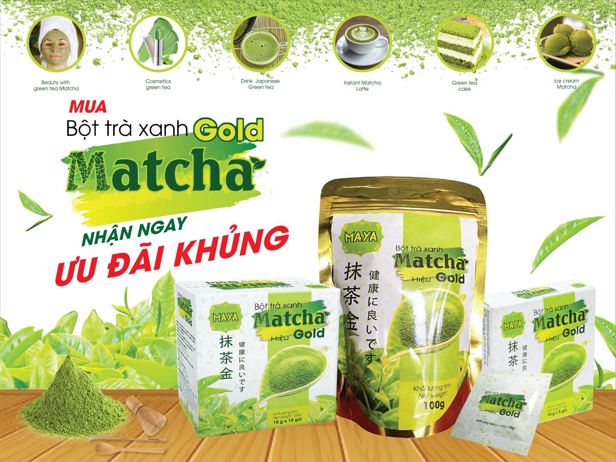 Hộp trà xanh Matcha Gold - 10 gói x 10g