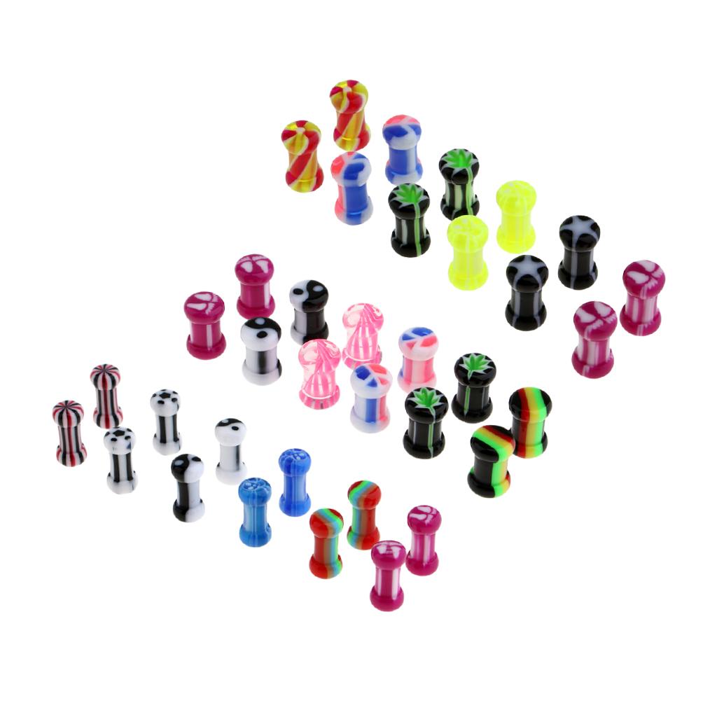 6 Pairs Colorful Acrylic Screw Fit Ear Tunnel Plugs Stretcher Expander
