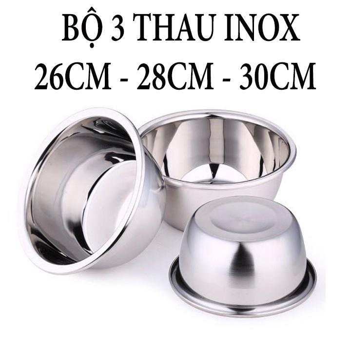 Thau inox 26 cm - 28cm - 30cm hàng dày sáng đẹp