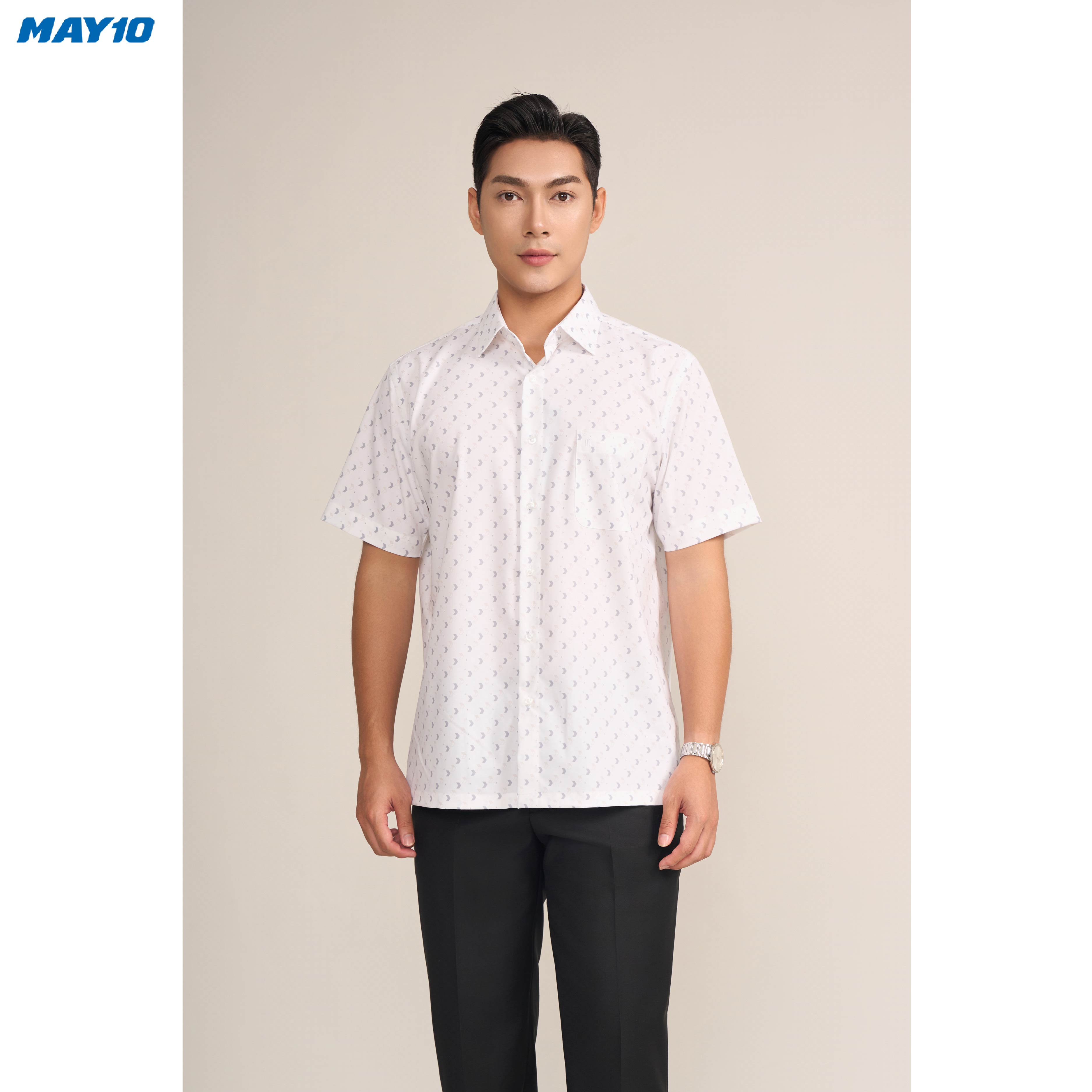 Sơ mi nam cộc tay May10 form RegularFit mã 010124195ONGB AH389