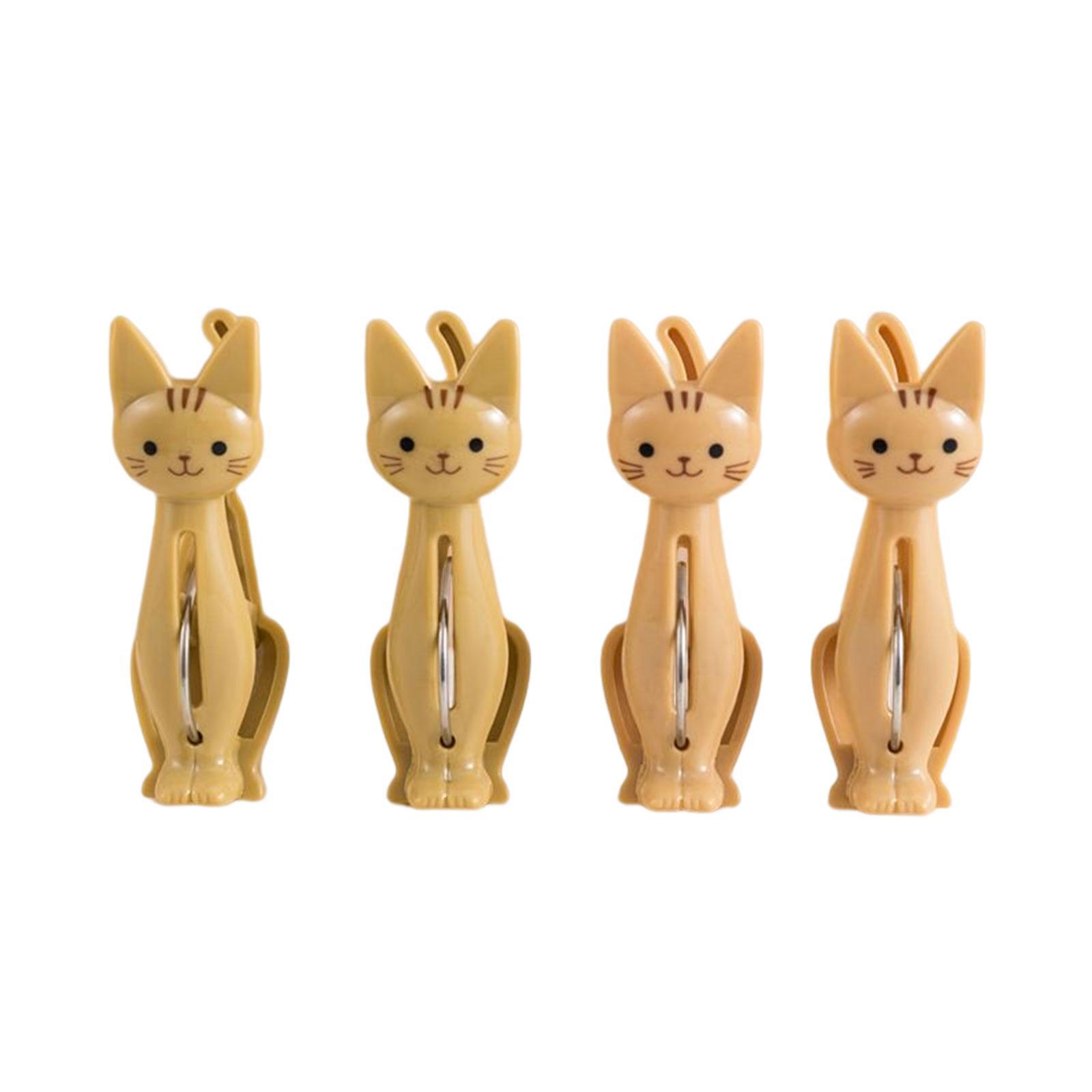 4x Cat Cartoon Clip Clothes Pin Durable Drying Rack Hanging Pegs Clamps for Laundry Camping
