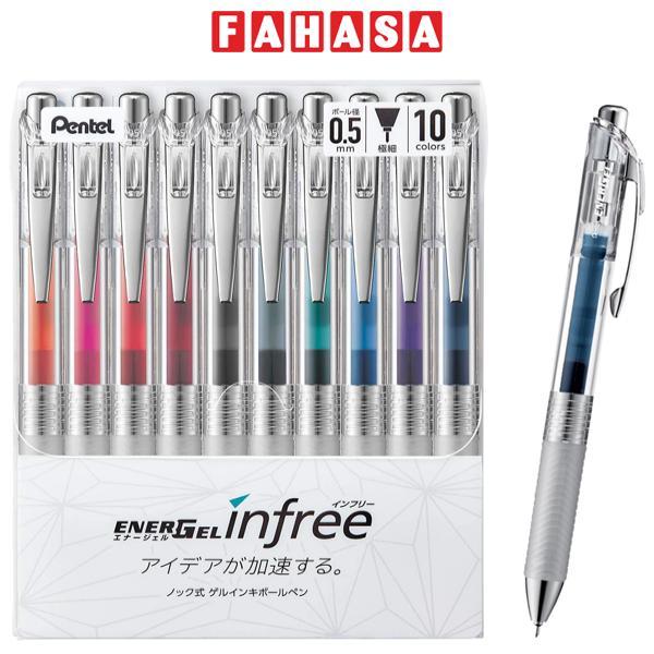 [Made in Japan] Hộp 10 Bút Bi Gel Energel Infree - Pentel-BLN75TL-10