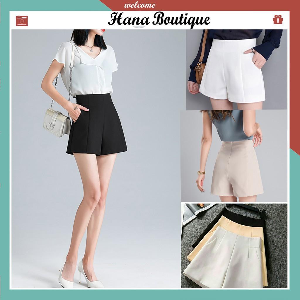 Quần short nữ cạp cao chất tuyết mưa Hana Boutique thoáng mát - QS005