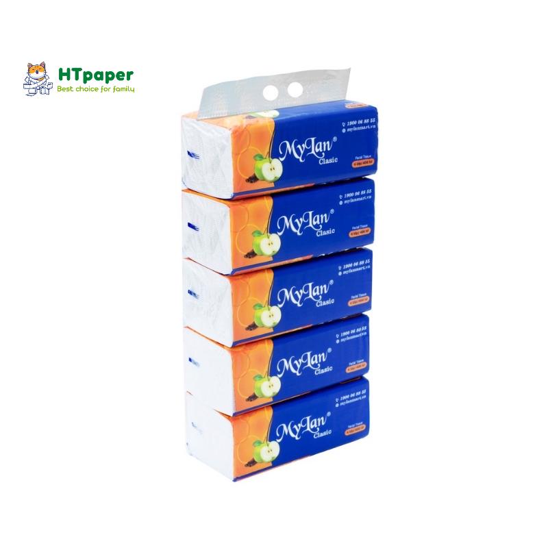 Lốc 5 Gói Giấy Ăn Rút, Khăn Giấy Rút Lụa Mylan Quả Táo Cao Cấp Siêu Dai và Mềm Mịn