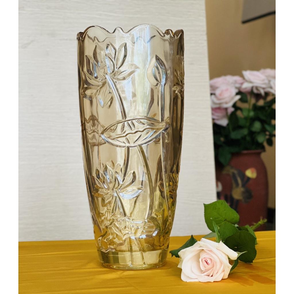 Lọ hoa thủy tinh pha lê nhũ vàng 30cm - Cao cấp