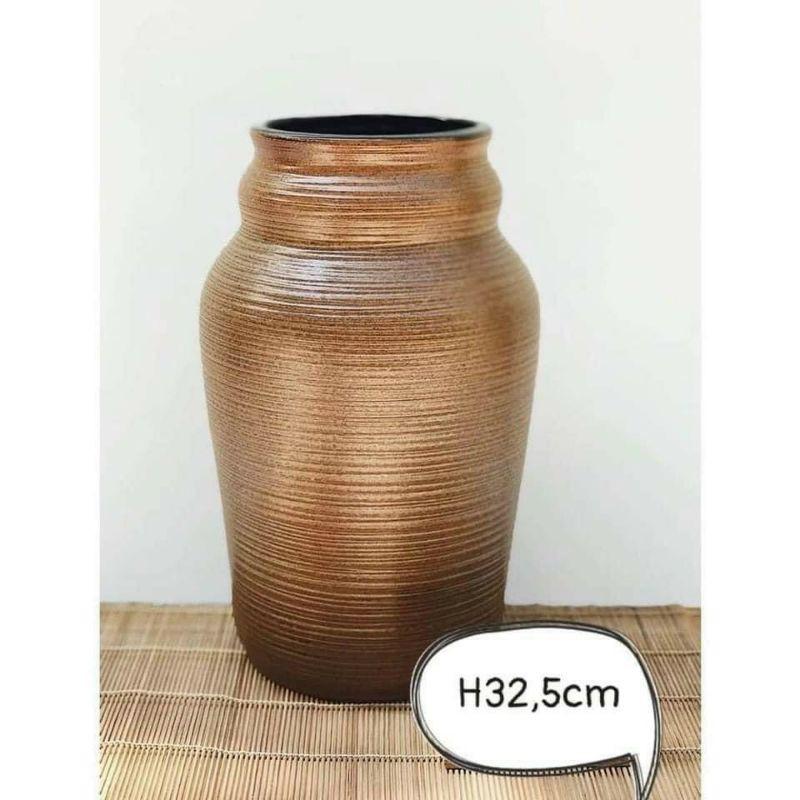 Lọ Hoa men mộc vuốt tay nghệ thuật.