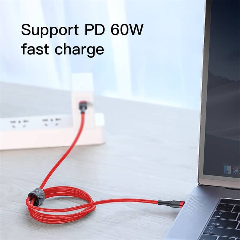 Cáp sạc nhanh Type-C PD2.0 60W cho MacBook, iPad Pro, Samsung, HTC, Xiaomi Baseus Cafule (1m) - Hàng chính hãng