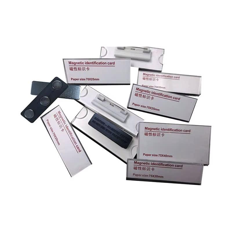 Acrylic Combo 10-20 Bảng tên nhân viên cài áo - Nam châm &amp; Kim ghim, 80x35mm - Bảng tên - Nam Châm
