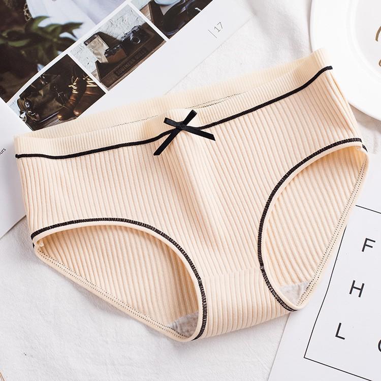 Sét 10 quần lót nữ cotton gân tăm phối nơ cực xinh xuất Nhật