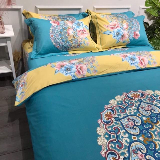 Set Côtton Living Hàng Nhập Khẩu Cao Cấp 4 Món Mẫu Mới Nhất 2020 Hoa Khung