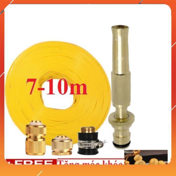 Vòi Xịt️Evoucher Bộ dây vòi xịt nước rửa xe,tưới cây , loại 7m,10m 206587 đầu đồng,cút đồng+ móc khoá