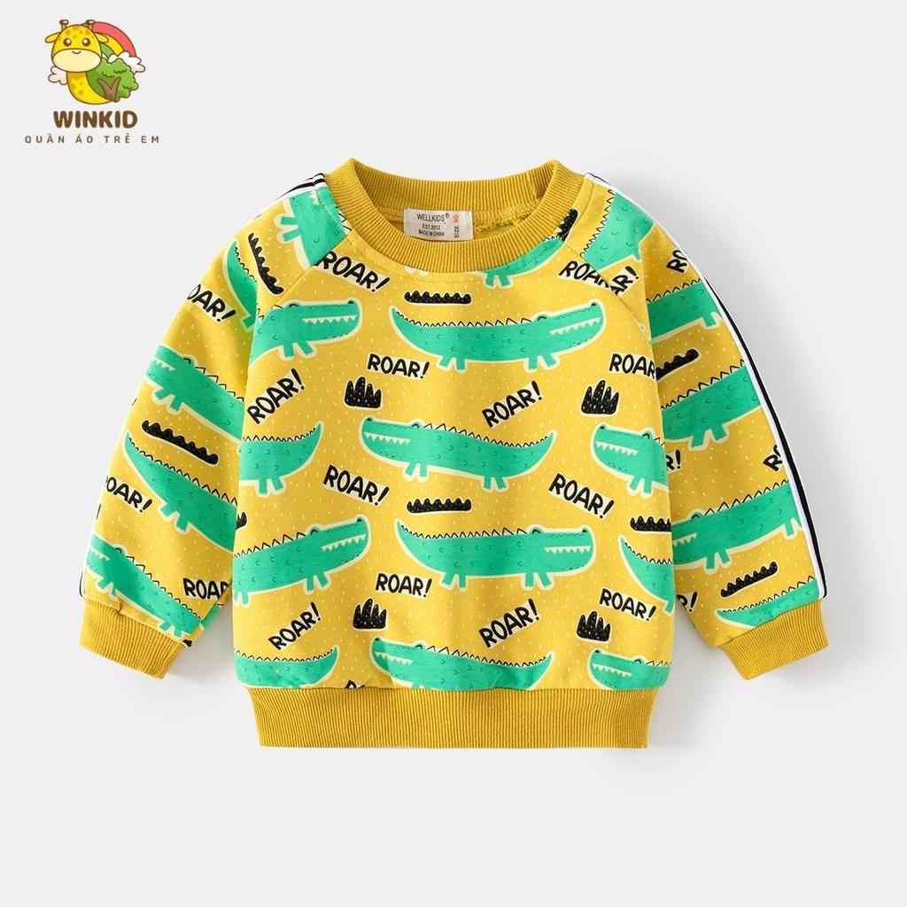 Áo nỉ cho bé WELLKIDS, áo nỉ da cá dài tay thu đông họa tiết động vật nhiều màu sắc - WK008
