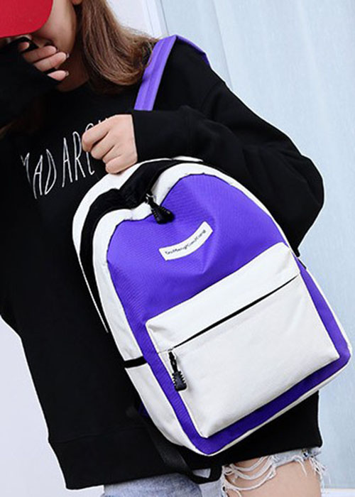 Balo thời trang, đi học trắng xanh mix trắng