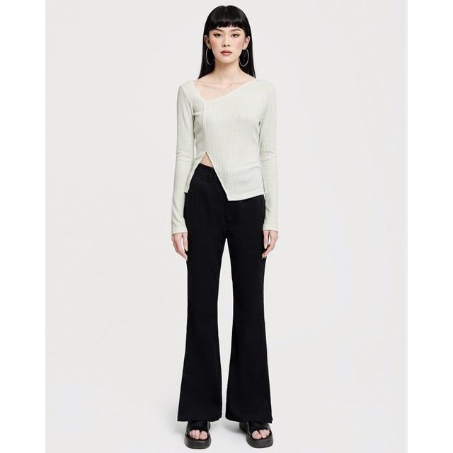 HIN | Quần đen lưng cao xẻ tà - Split Pants