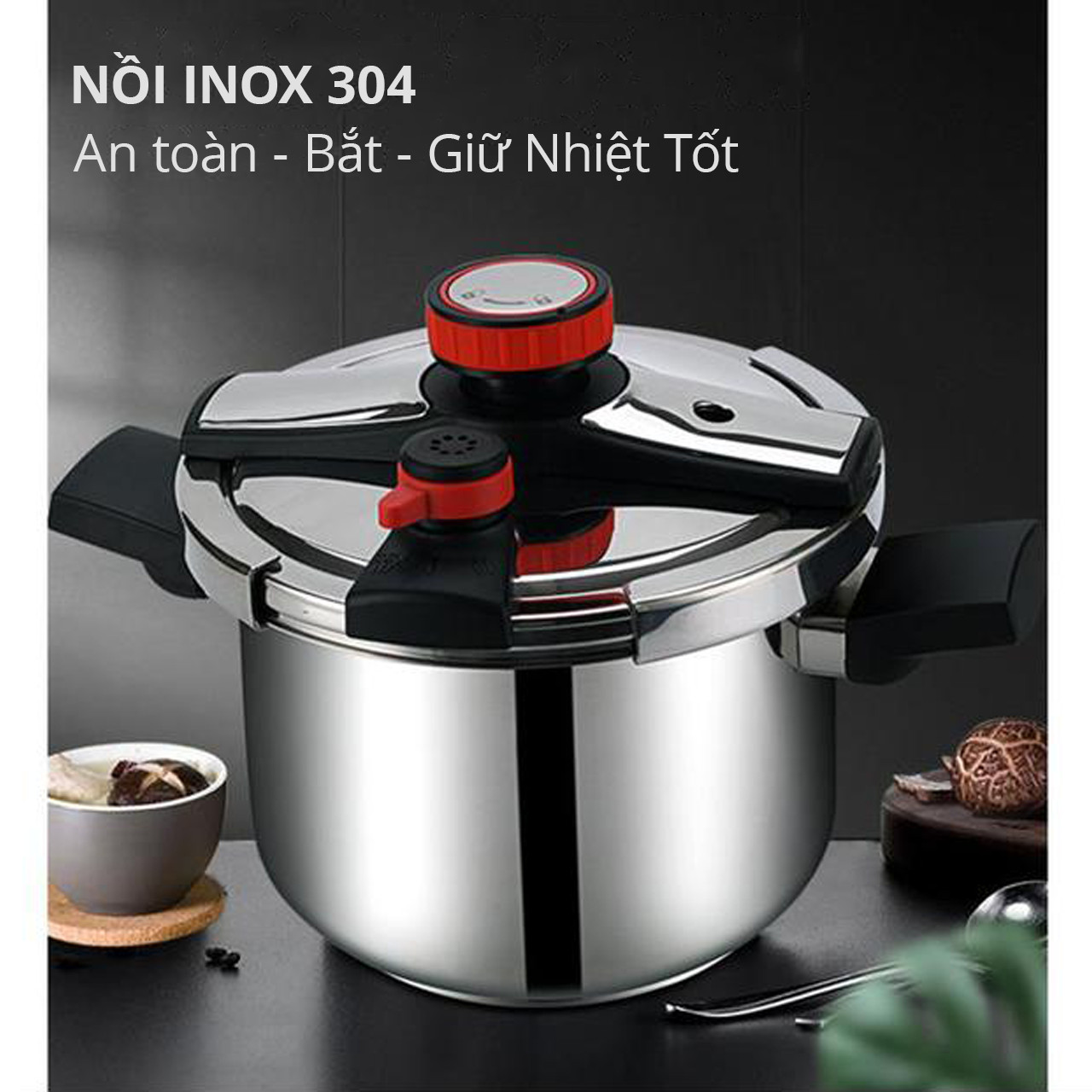 Hình ảnh Nồi Áp Suất Inox KaisaVilla 6L/8L/10L, Inox 304, Nồi áp suất bếp từ Dùng Được Cho Mọi Loại Bếp - Hàng chính hãng