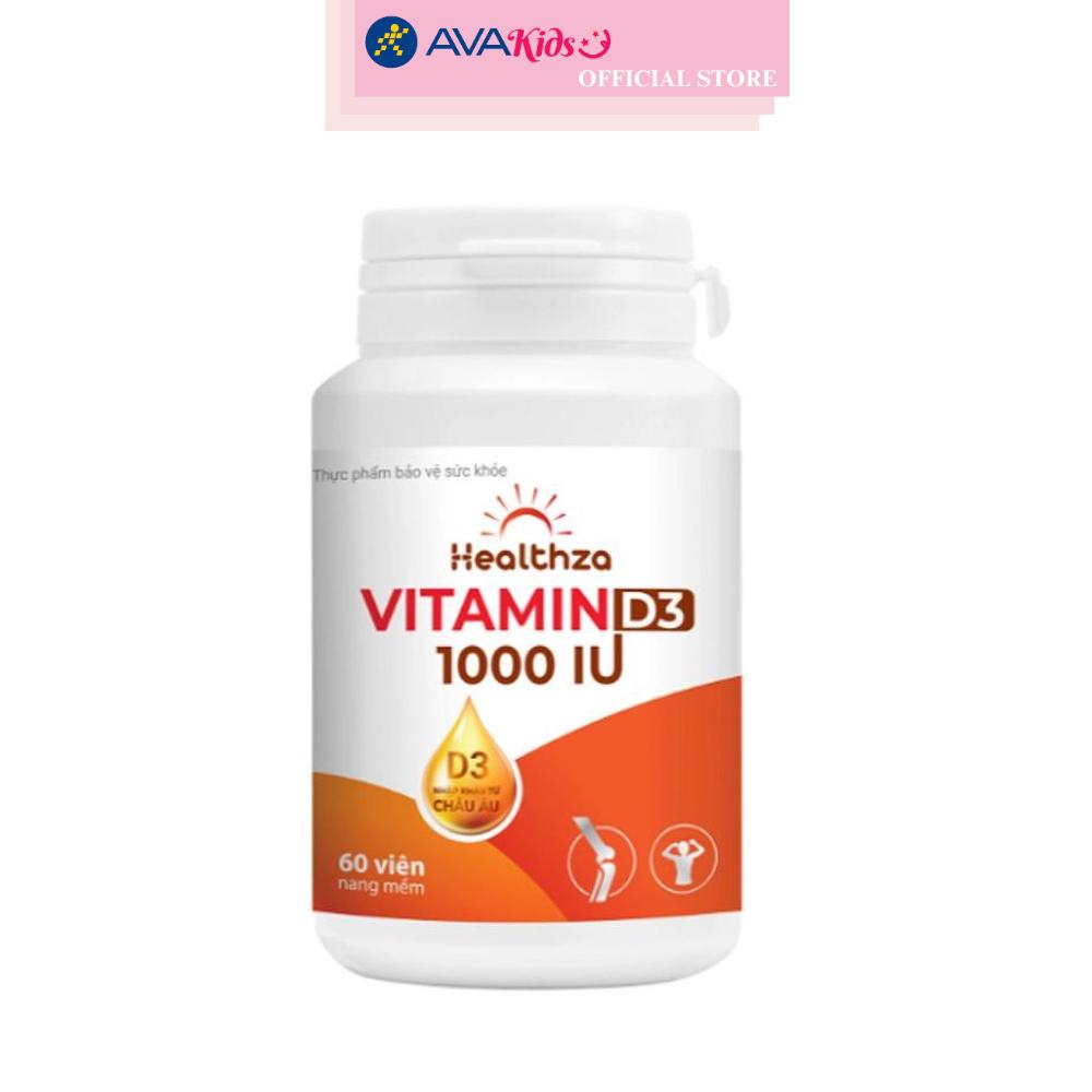 Viên uống Herbland Healthza Vitamin D3 1000IU hỗ trợ hấp thu canxi 60 viên (từ 6 tuổi)