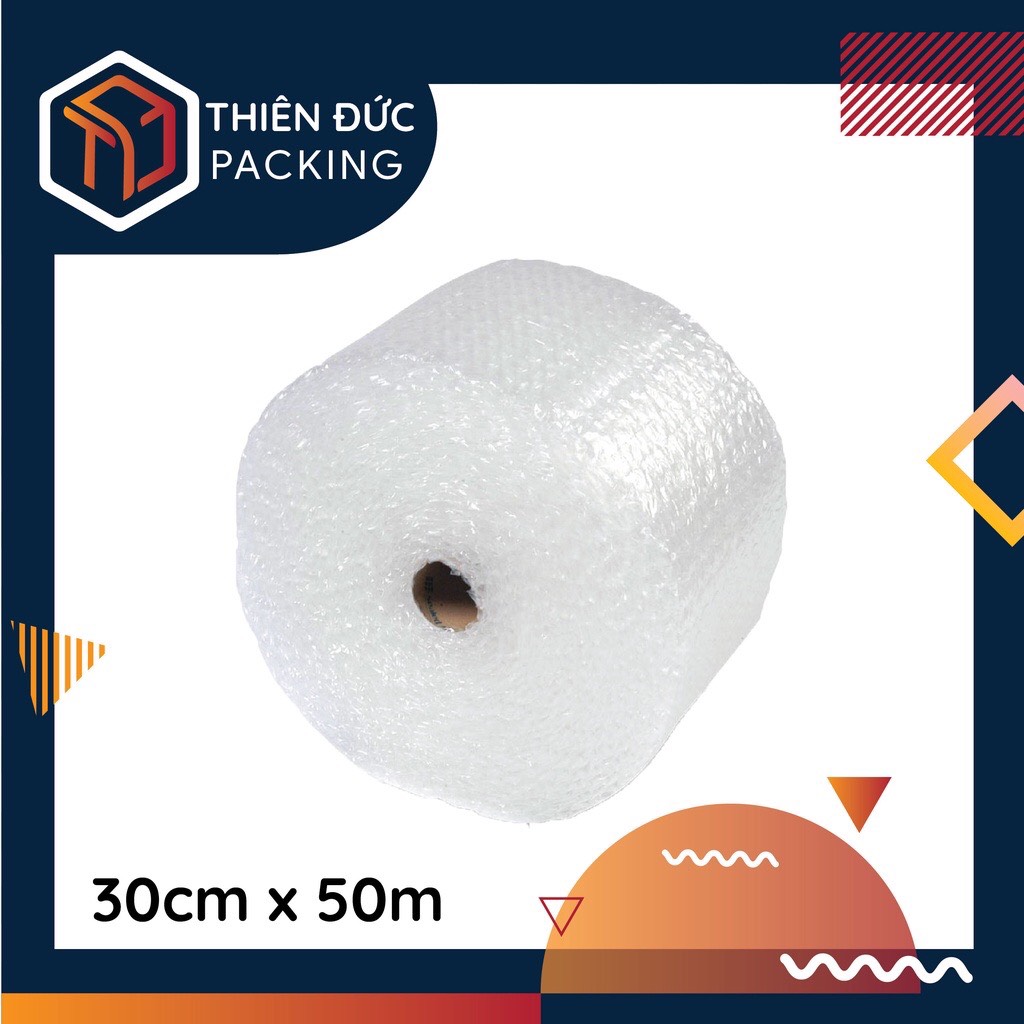 Cuộn xốp nổ bóng khí 30cm x 50m dùng đóng gói, bọc hàng, chống sốc, chống va đập