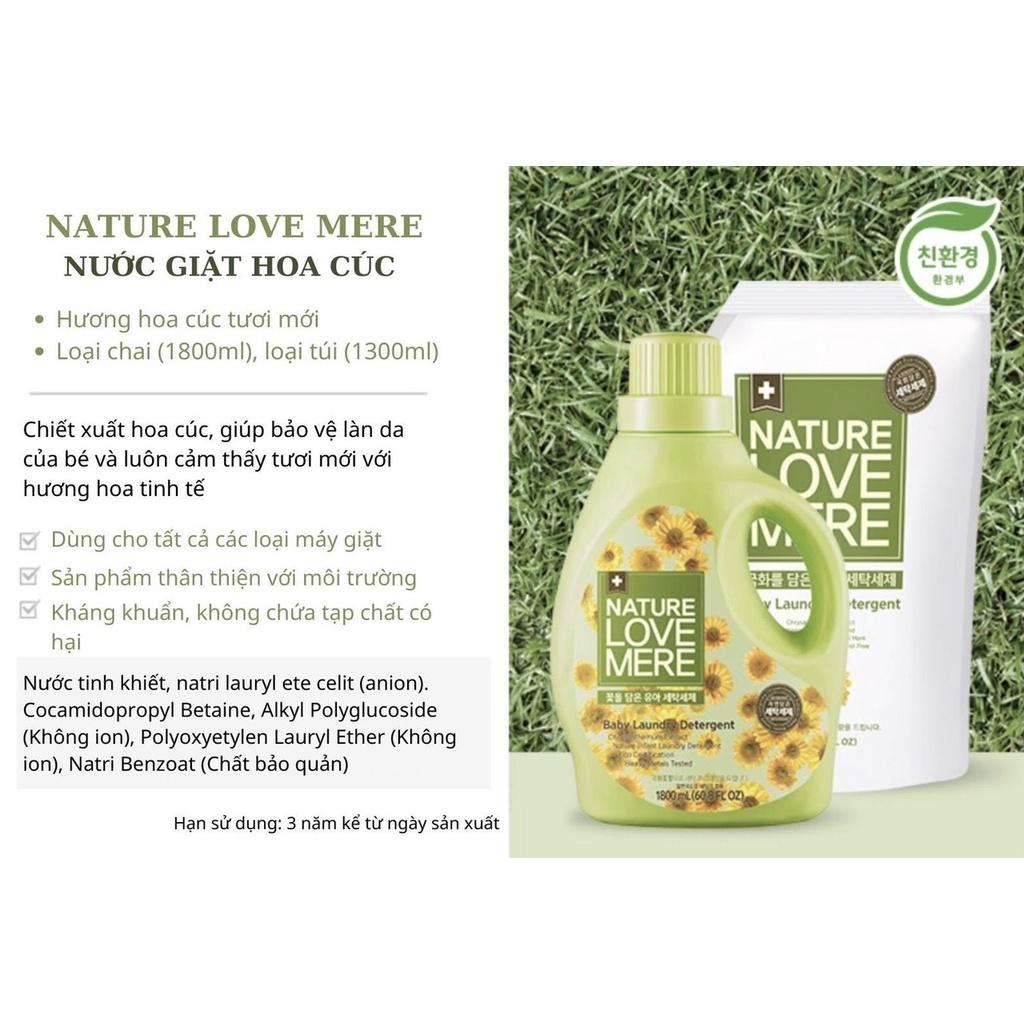 MẪU 2021 Nước giặt/xả Nature love mere hương HOA CÚC lành tính Chai 1800ml/Túi 1300ml