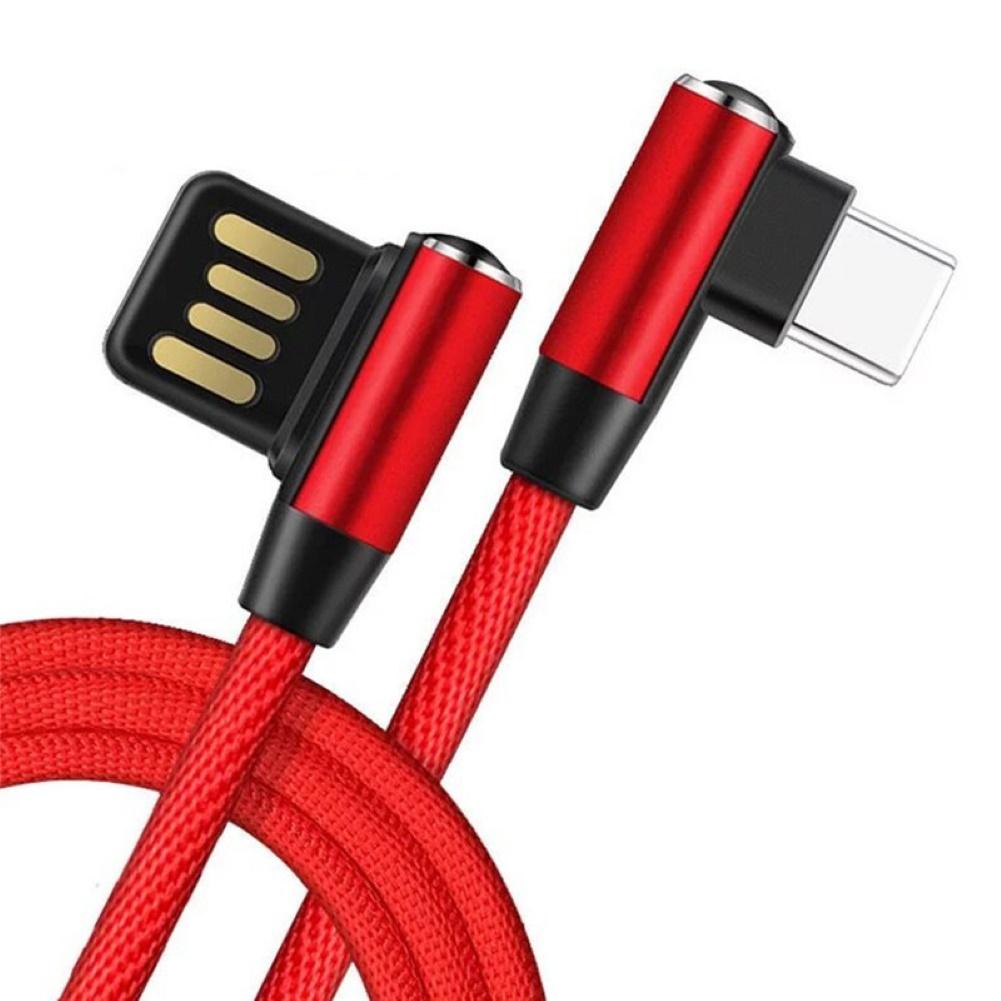 【ky】90 Degree Elbow Micro USB Type-C Data Transfer Fast Charging Cable for Android