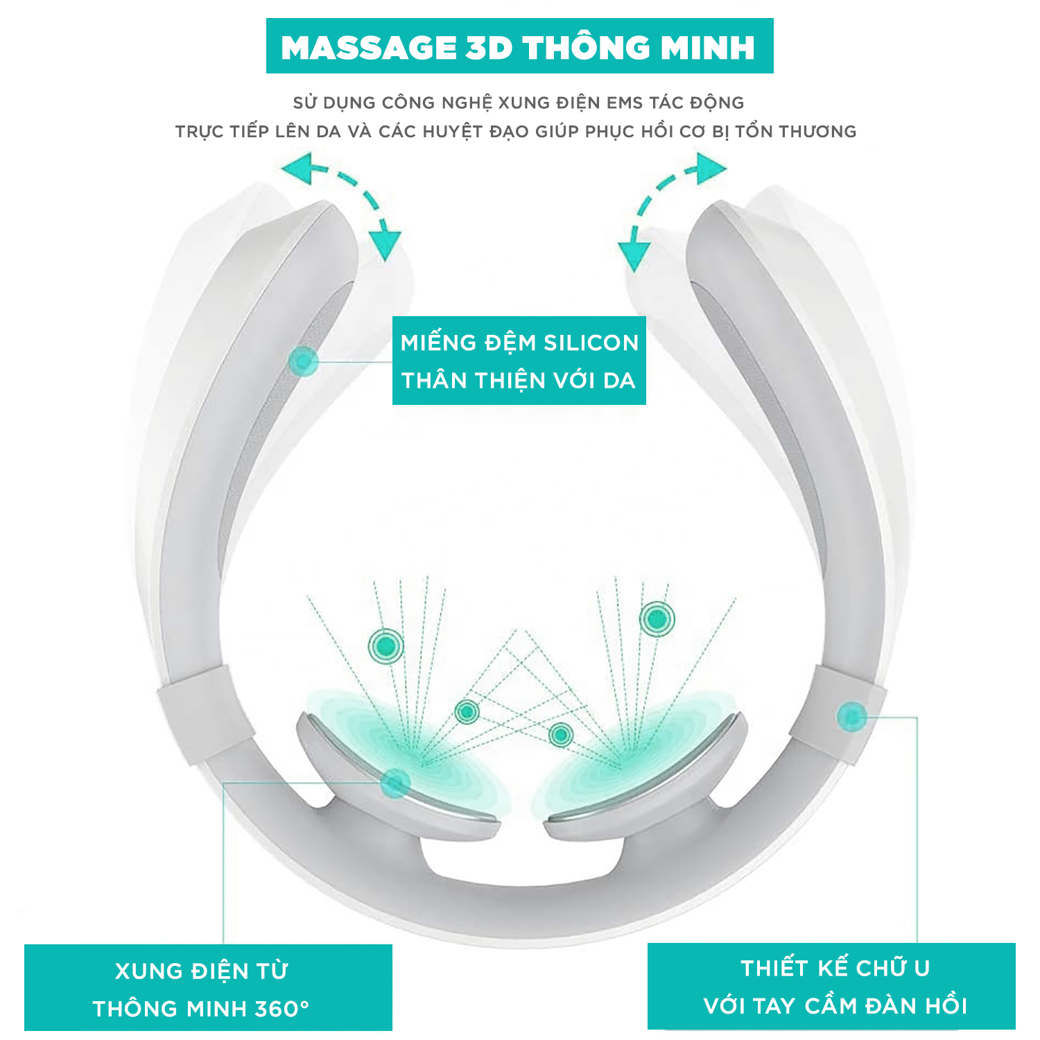 Máy Massage Cổ Vai Gáy Chuyên Sâu KINGTECH - Sử Dụng Xung Điện Kết Hợp Nhiệt Trị Liệu - Quà Tặng Cao Cấp - Chính Hãng