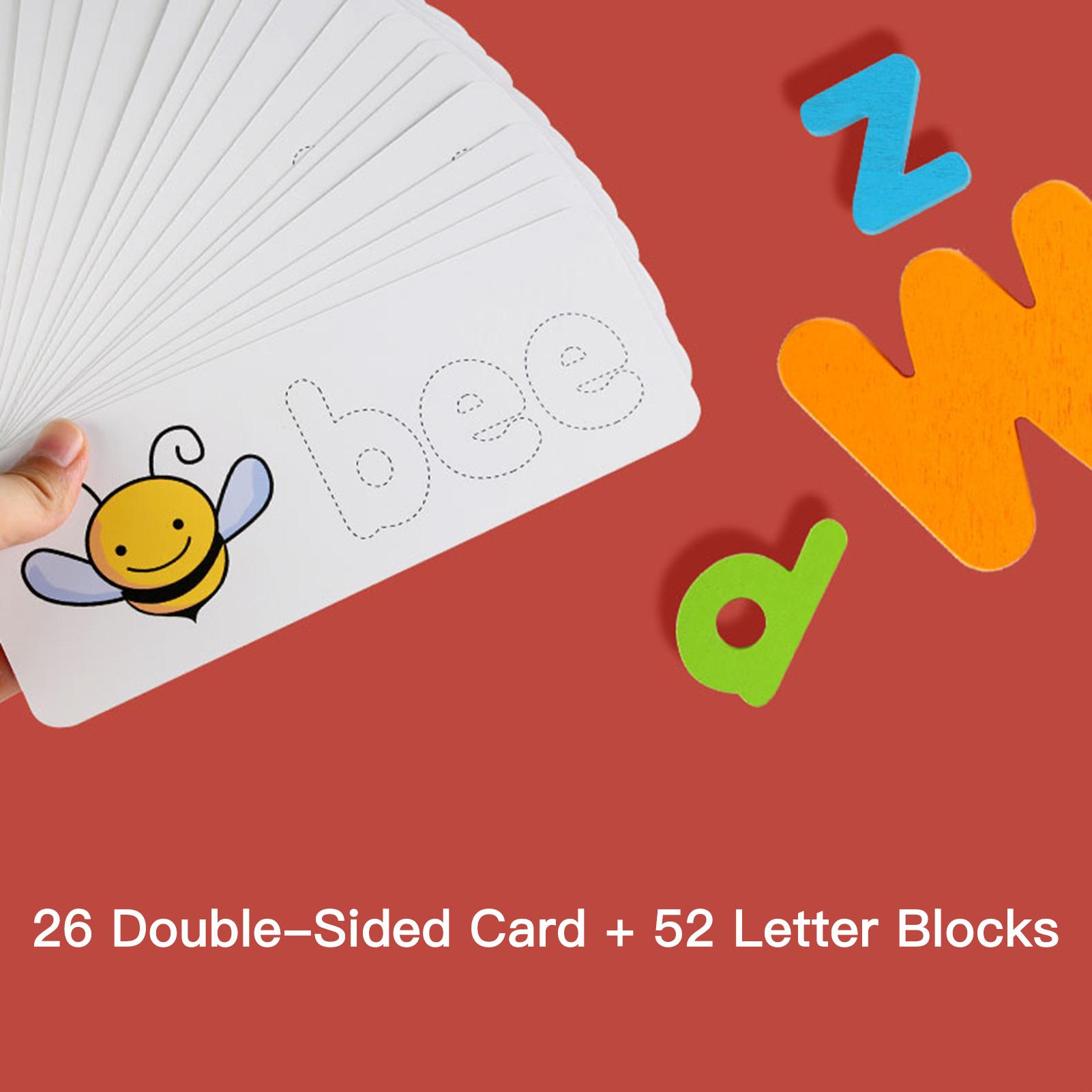 Wood Spelling Words Game Letter Recognition Card Montessori Puzzle Letter Writing Practice STEM Early Educational Toy