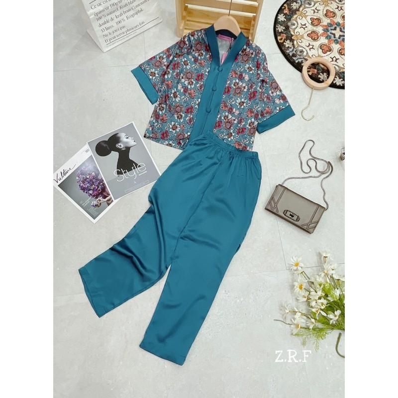 BPT210 SET BỘ LỤA PHẬT TỬ CỔ TIM CHO NỮ