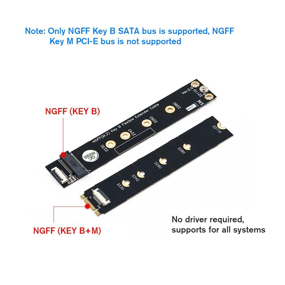 Thẻ tiếp hợp thẻ mở rộng Key B Chỉ hỗ trợ giao thức NGFF SATA (M.2)