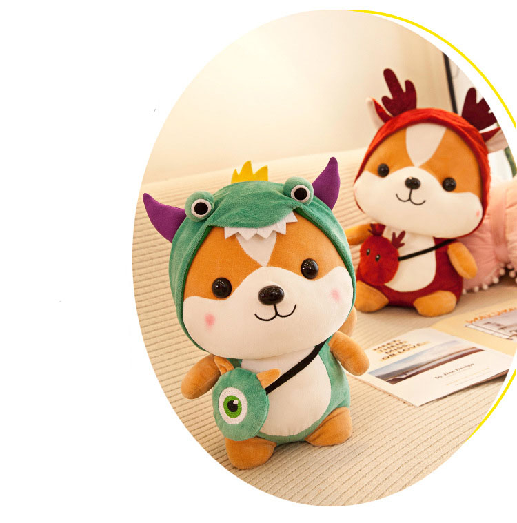 Thú Bông Chó Shiba Hóa Trang Tuần Lộc Đỏ Ngộ Nghĩnh 25cm