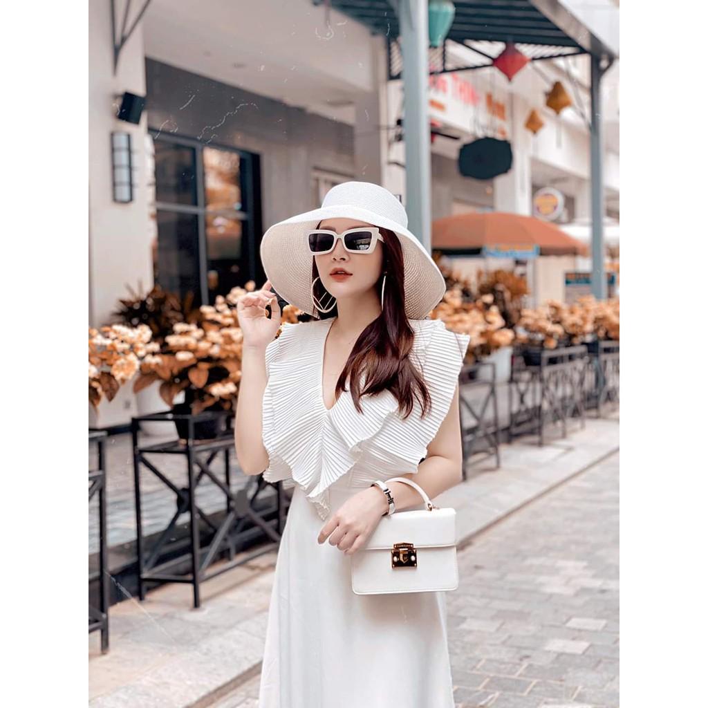 Đầm maxi đi biển thiết kế cổ V dập ly sang trọng bigsize váy đầm nữ đẹp đi biển giá rẻ