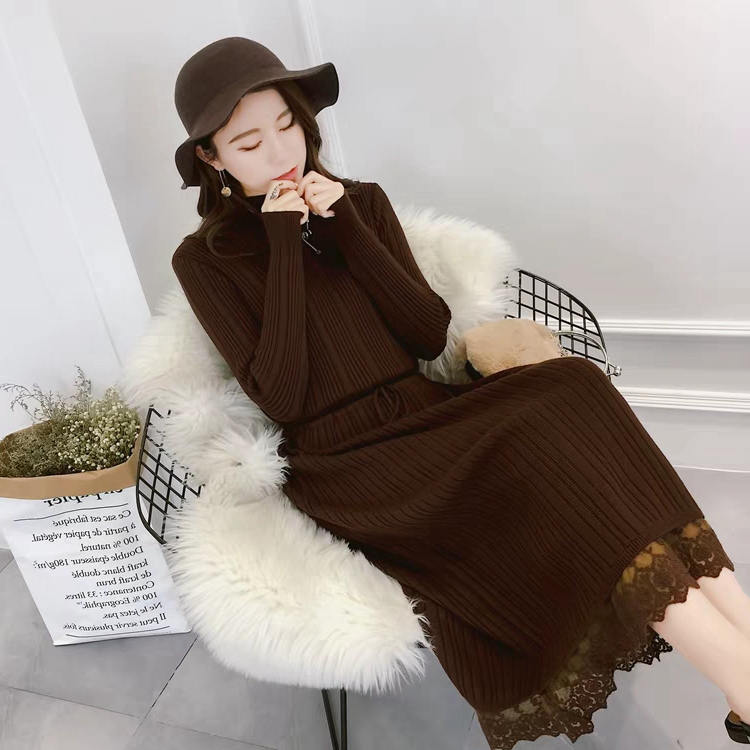 Đầm len nữ cao cấp, váy xòe phối ren ARCTIC HUNTER AH06