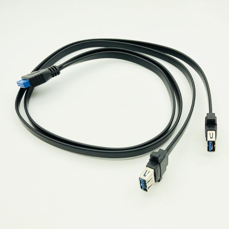 H1111Z Connector USB 3.0 Panel Mount Dual Port USB 3.0 Female Screw Panel Mount to Motherboard 20 Pin Header Flat Cable Cord NEW