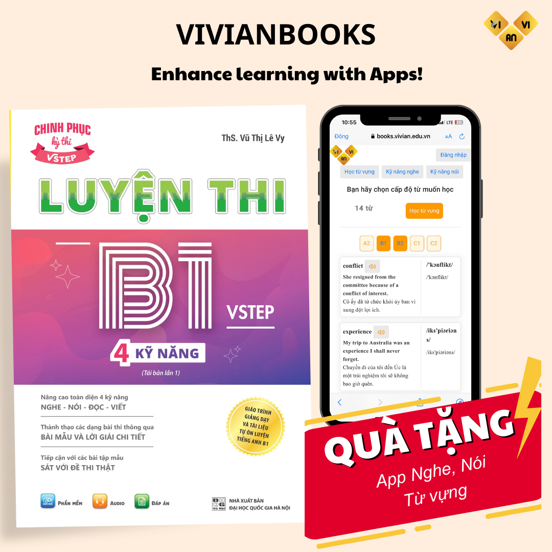 Hình ảnh Sách Luyện thi B1 Vstep 4 kỹ năng - Ôn thi chứng chỉ tiếng Anh B1 bậc 3 (bằng B1 tiếng Anh) theo Khung NLNN Việt Nam