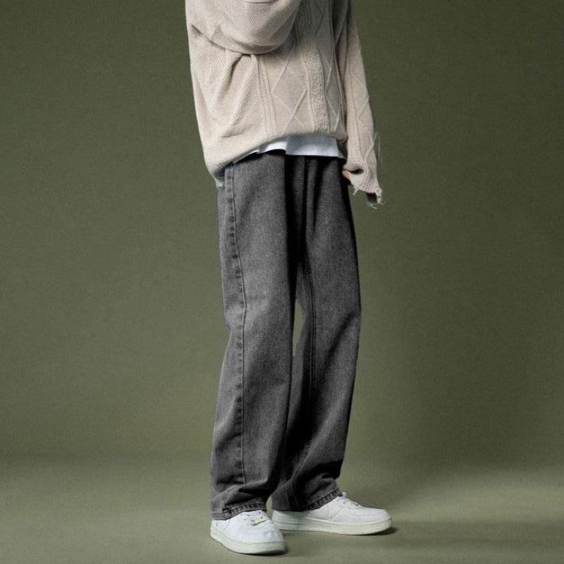 Quần Jeans Nam Nữ Baggy Form Suông Ống Rộng Cao Cấp Màu Đen Xanh Xám Retro