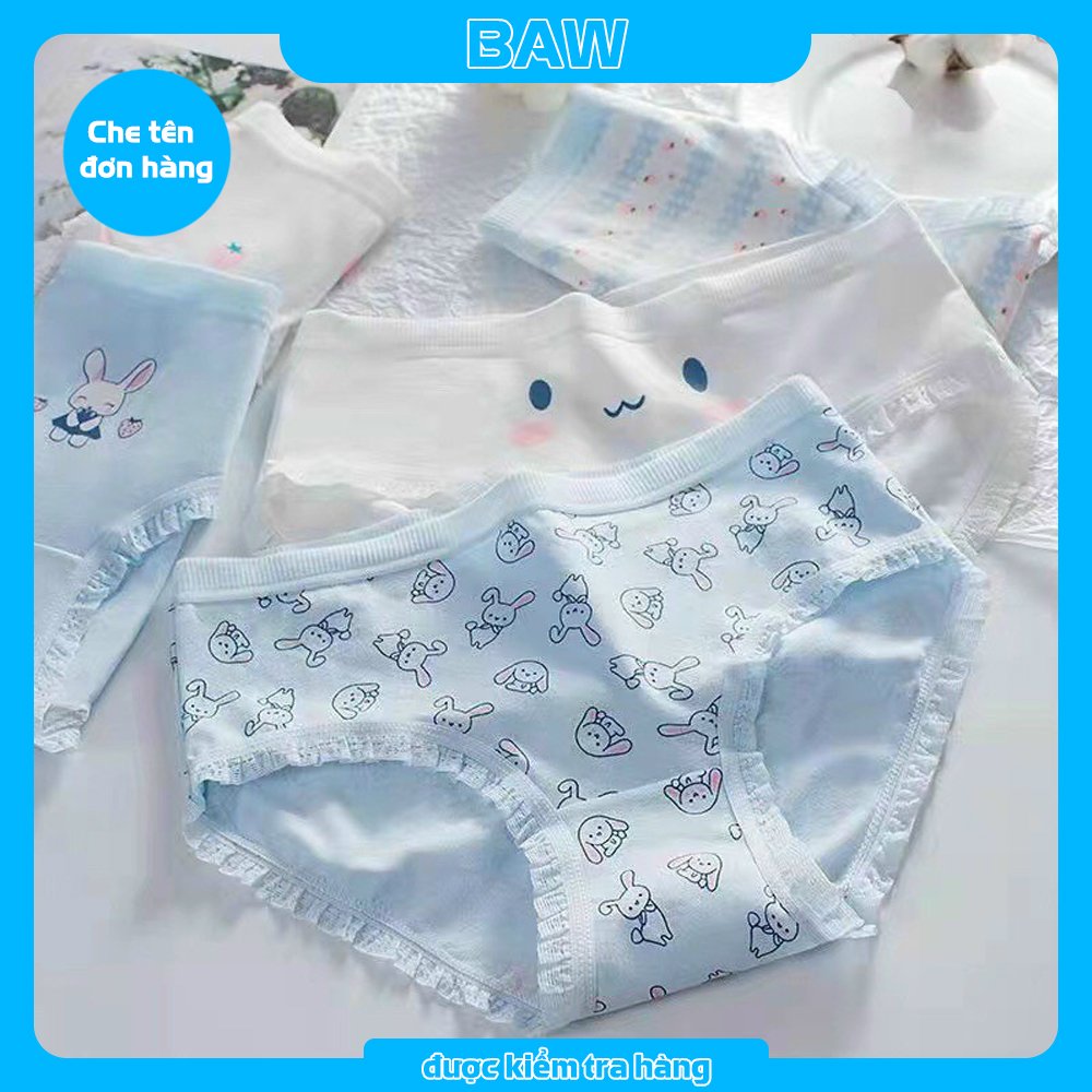 Quần Lót Nữ, Bộ 5 Quần Lót Nữ Cotton In Họa Tiết Dễ Thương Lót May Chống Viêm, Quần Chip Nữ Kháng Khuẩn Cao Cấp Thương Hiệu BAW QM4