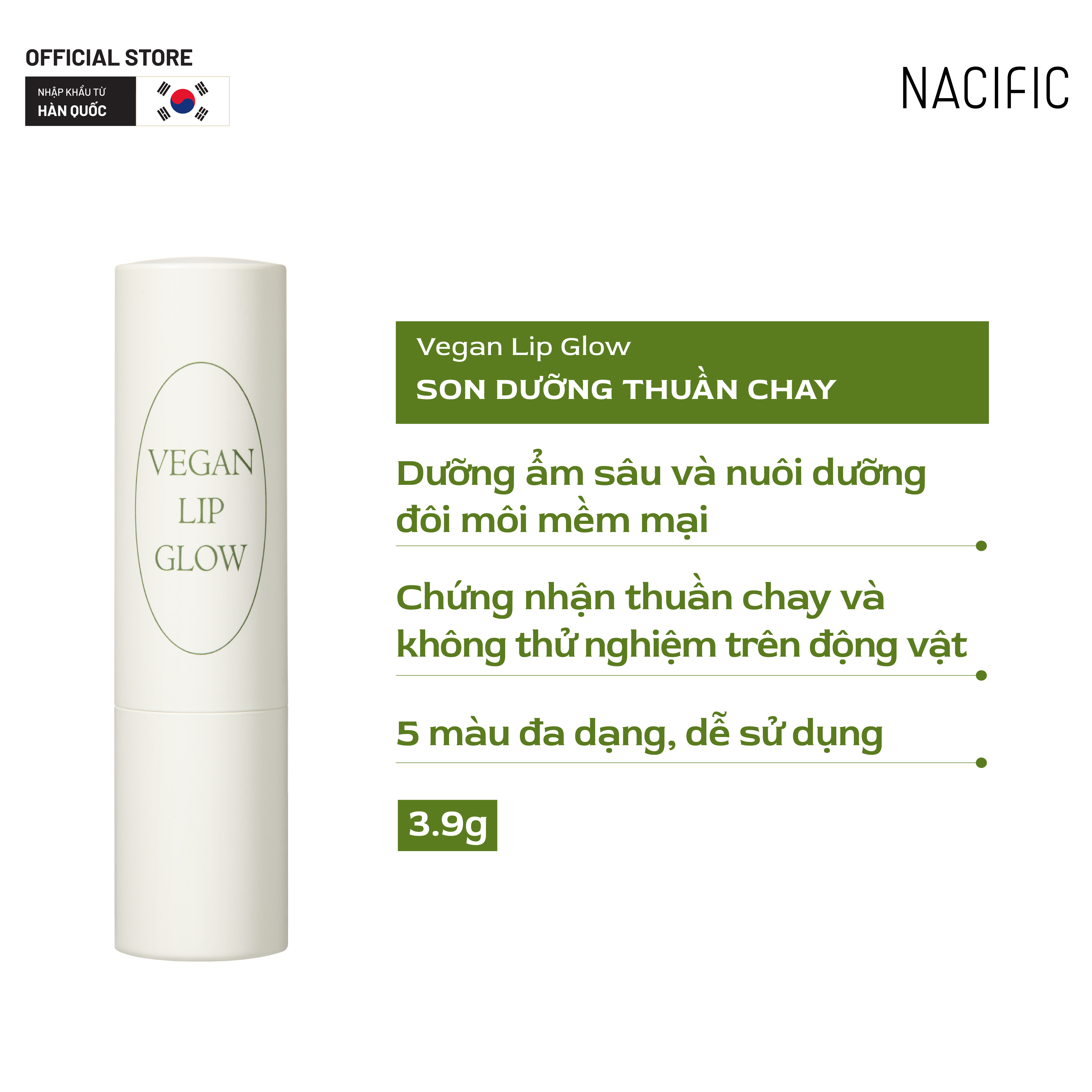 Nacific Son dưỡng môi Vegan Lip Glow 3.9g