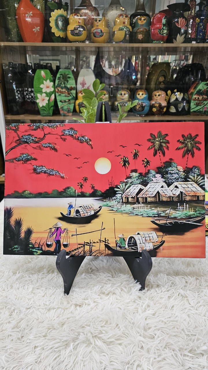 Tranh Sơn Mài - ĐỒNG QUÊ VIỆT NAM | Vẽ Màu Đẹp | Size 30x45 cm
